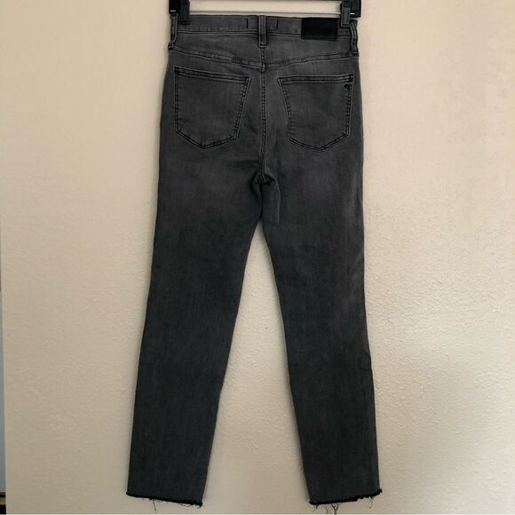 Madewell Stovepipe Grey Gray High Rise Jeans Size 25 Straight Leg Raw Hem - Picture 5 of 15